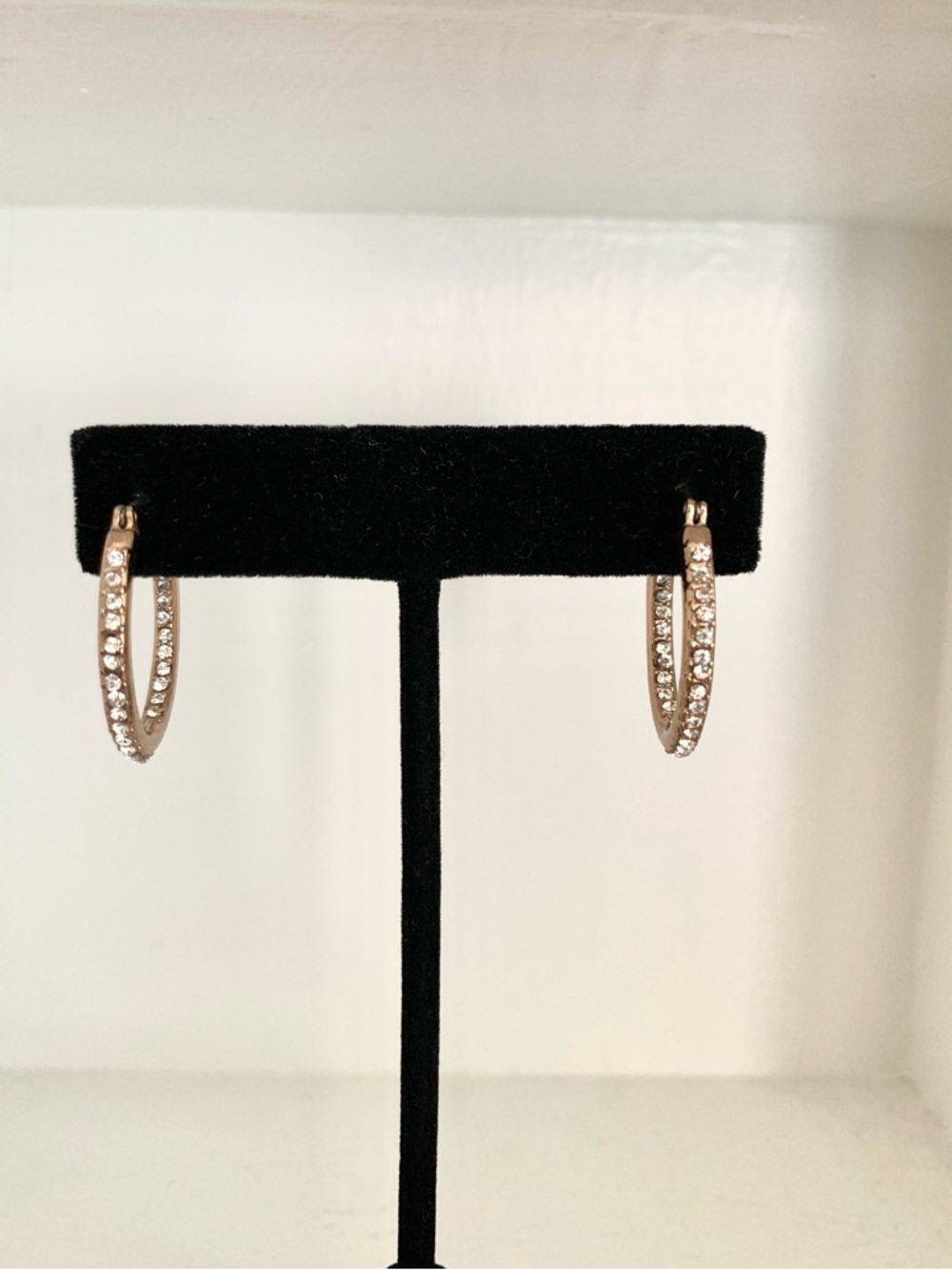 golden crystal lined hoop earrings